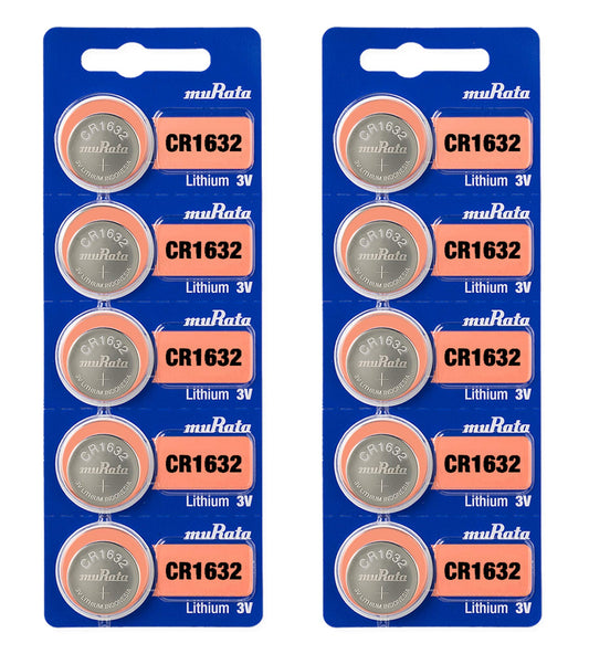 Murata CR1632 Battery DL1632 ECR1632 3V Lithium Coin Cell (10 Batteries)