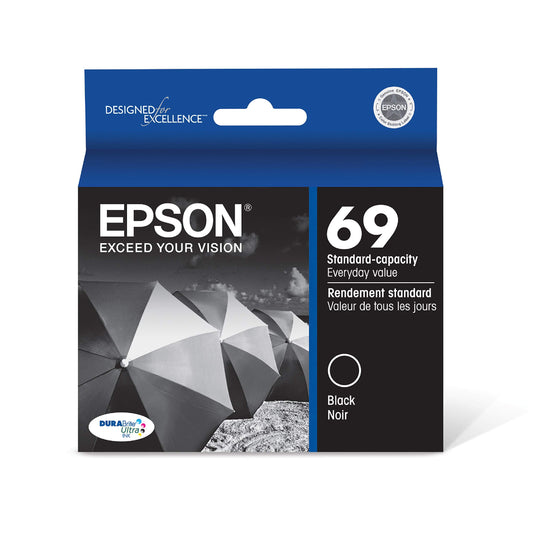 Epson 69 DURABrite Ultra Ink Black for CX-6000, 7000F, 7400, 8400, 9400, 9475 ; NX-400, 415, 510, 515; WF-1100, 600, 610 and Other Select Models