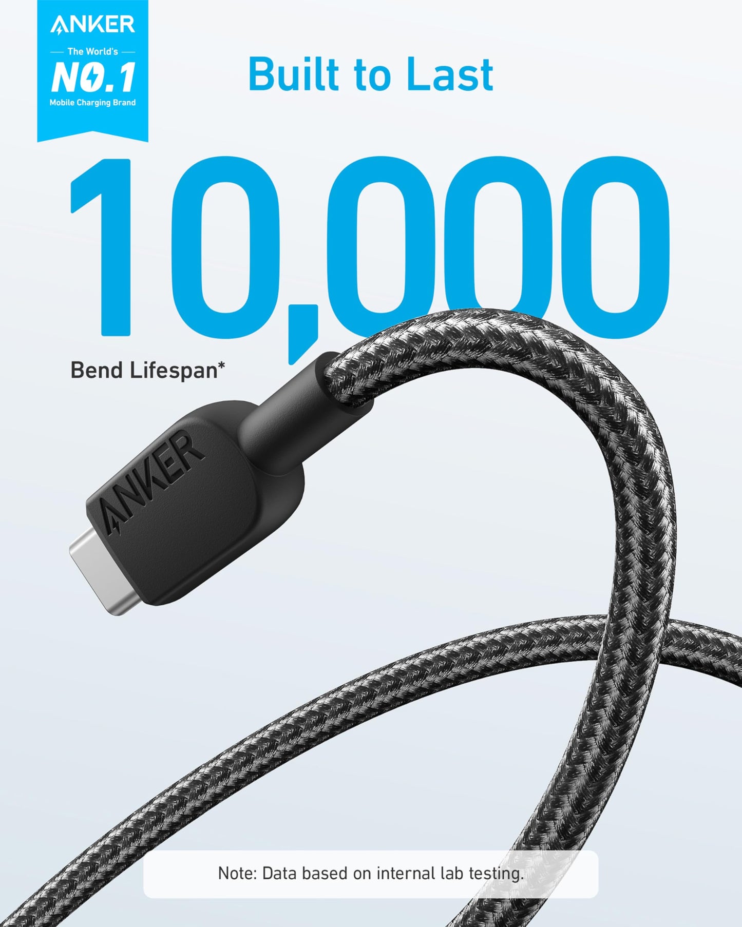 Anker USB A to USB C Cable, Charger Cord (2 Pack, 6FT), for iPhone 17 Series,Samsung Galaxy Note 10/S10+ S10, LG V30 (Black)