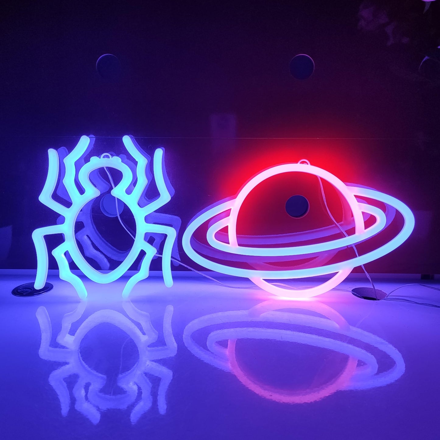 JYWJ Spider Double Sided Neon Signs,USB or 3-AA Battery Powered Neon Light,LED Desktop Wall Decoration,Various Parties,Decoration Of Business Premises