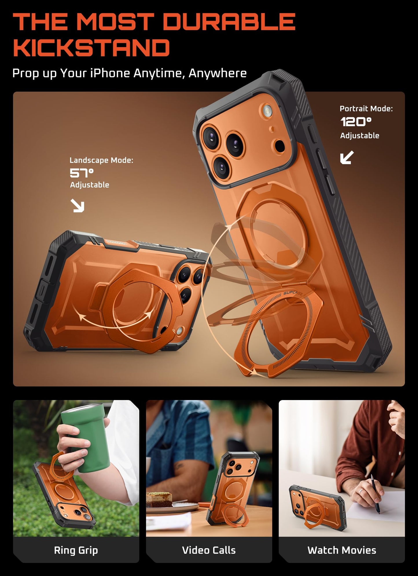 SUPCASE for iPhone 17 Pro Max Case (UBGrip Pro), [Built-in Tempered Glass Screen Protector & Stand] [Camera Control Cover] [Compatible with MagSafe]