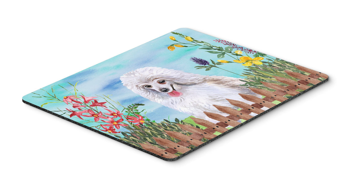 Caroline's Treasures CK1245MP Medium White Poodle Spring Mouse Pad, Hot Pad or Trivet for Home Office Gaming Working Computers Laptop Mouse