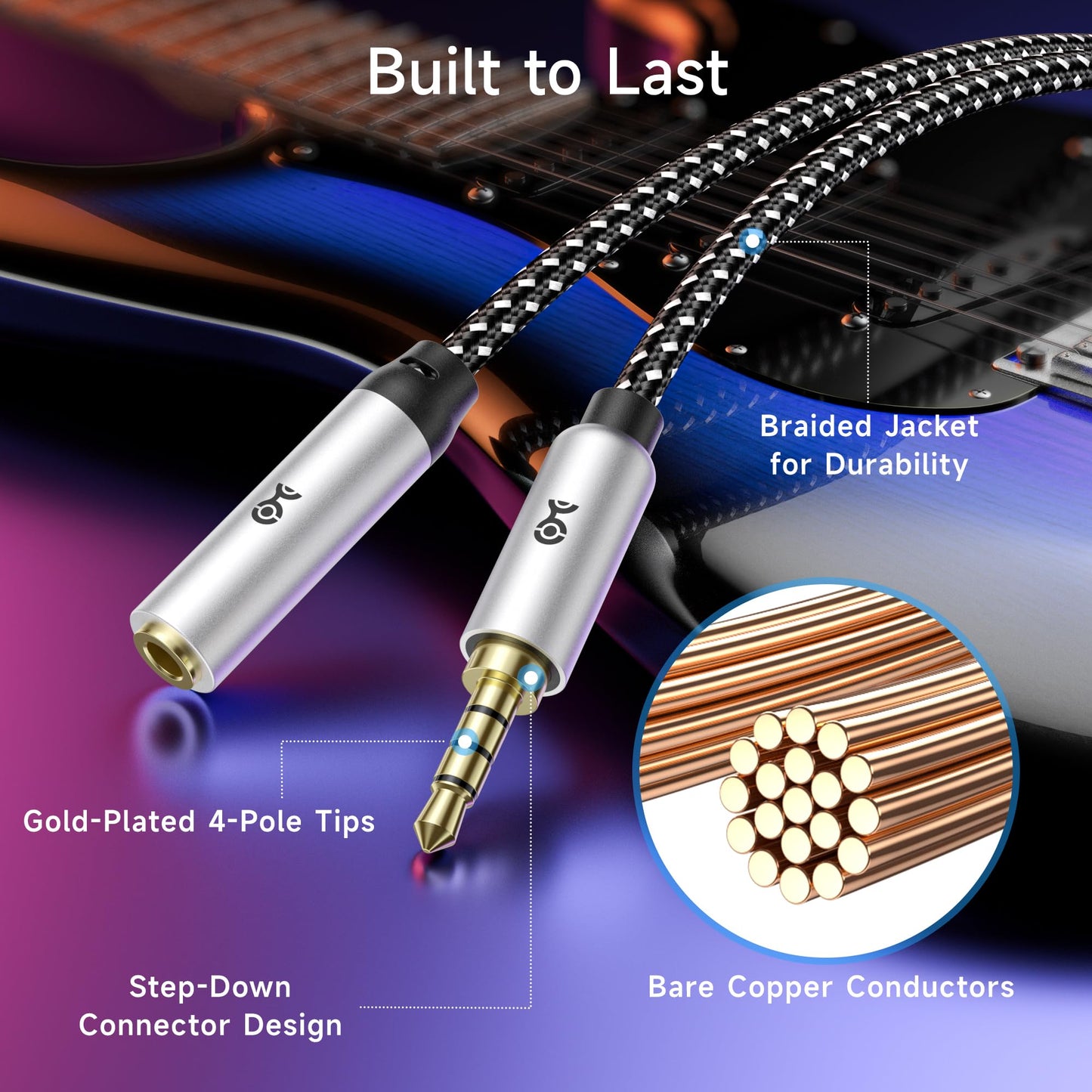 Cable Matters 2-Pack Headset Extension Cable - 6ft, TRRS with Mic Support, 3.5mm Extension Cable, Gaming Headset Extended Cord, Black