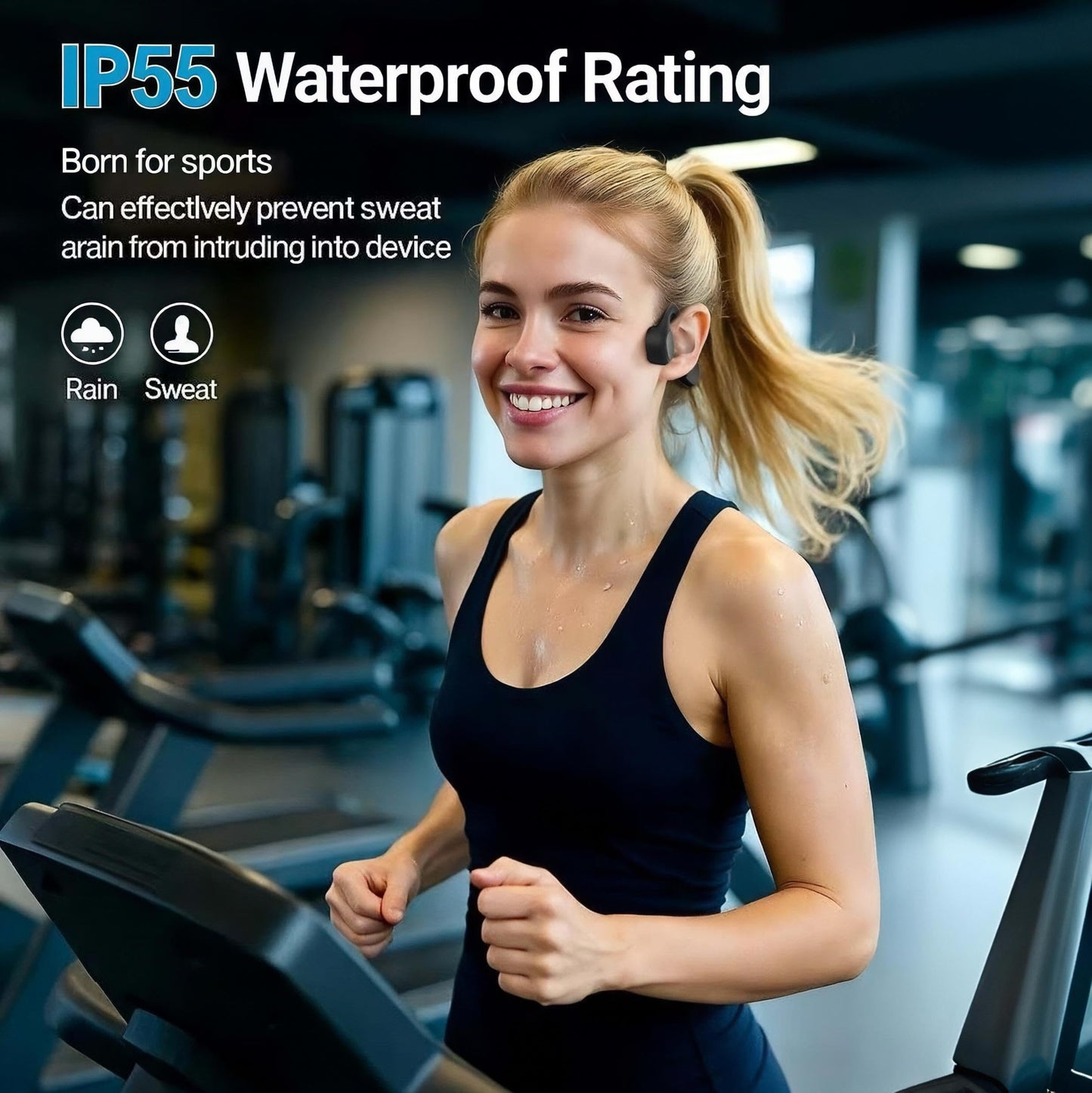 Cevinily Bone Conduction Headphones, Bluetooth 5.4 Open-Ear Headphones - Secure Fit Wireless Earphones with Microphone, 12 Hours Playtime, IPX5