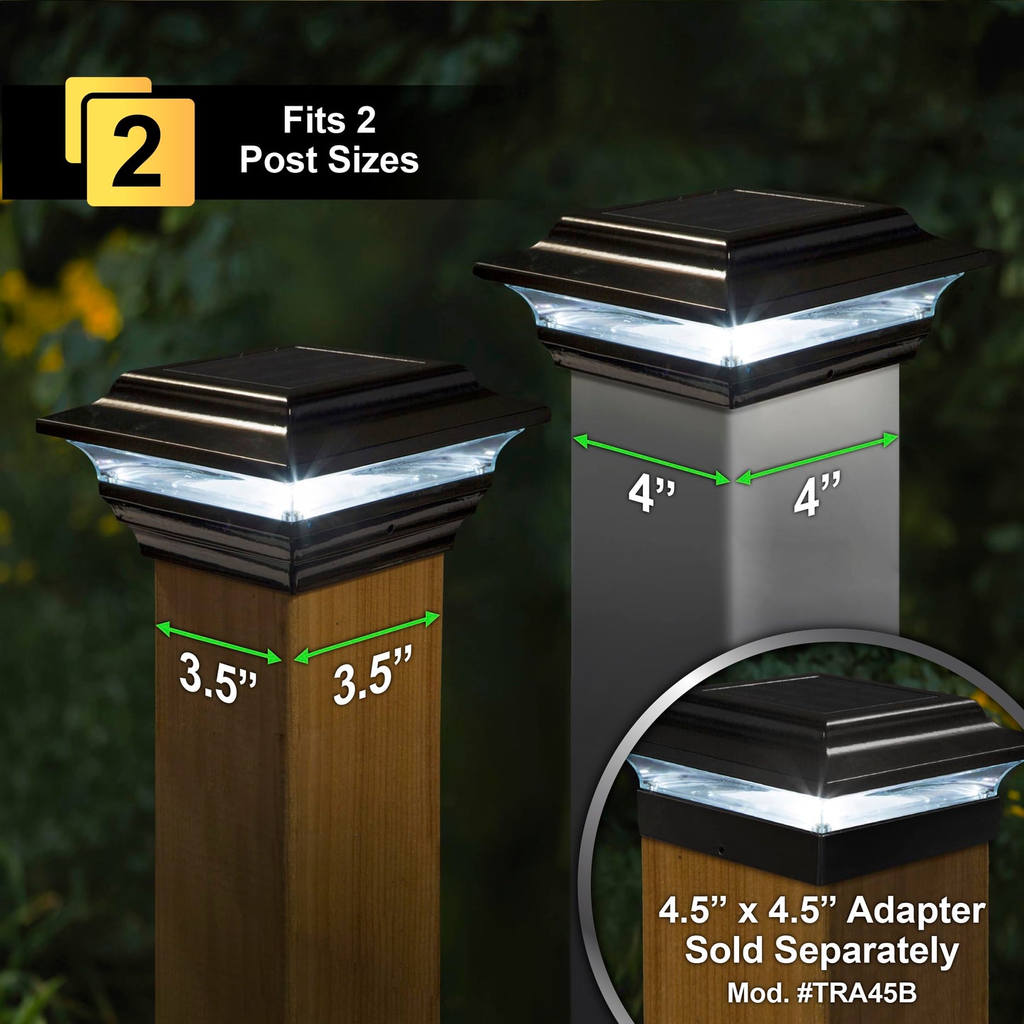 Classy Caps 4x4 Imperial Solar Post Cap - Fits 3.5"x3.5" and 4"x4" Deck & Fence Posts - Black Cast Aluminum - Warm and Cool Light Modes - Heavy-Duty