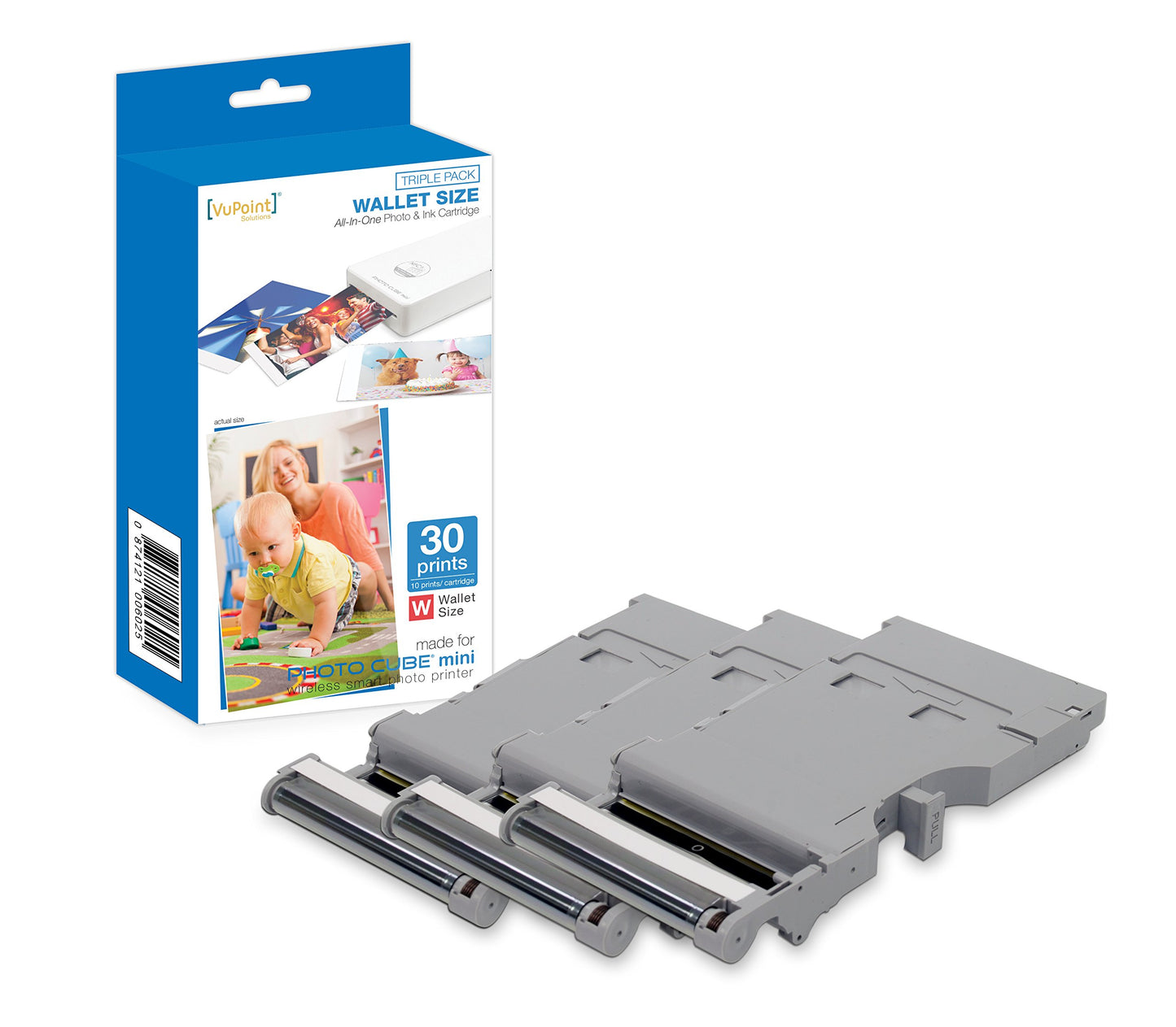 VuPoint Solutions Wallet Size All-in-One Photo and Ink Cartridge for Photo Cube Mini, 3-Pack (ACS2-IP-P01-VP)
