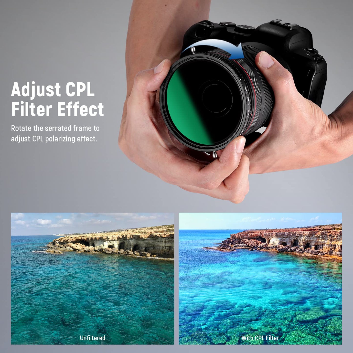 NEEWER 2 in 1 55mm Variable ND Filter ND2-ND32&CPL Filter(Circular Polarizer Filter) No X Cross/30 Layer Nano Coated/HD Optical Glass/Ultra Slim