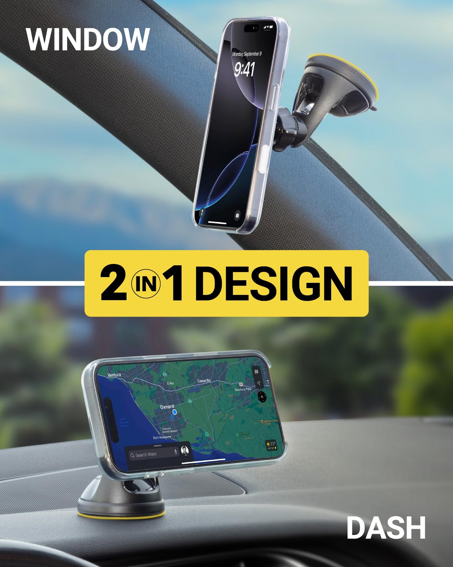 Scosche SMS2WD MagicMount MagSafe Suction Cup Phone Mount for Car Windshield/Dashboard Cell Phone Holder Compatible with Popsocket, Magnetic Stand