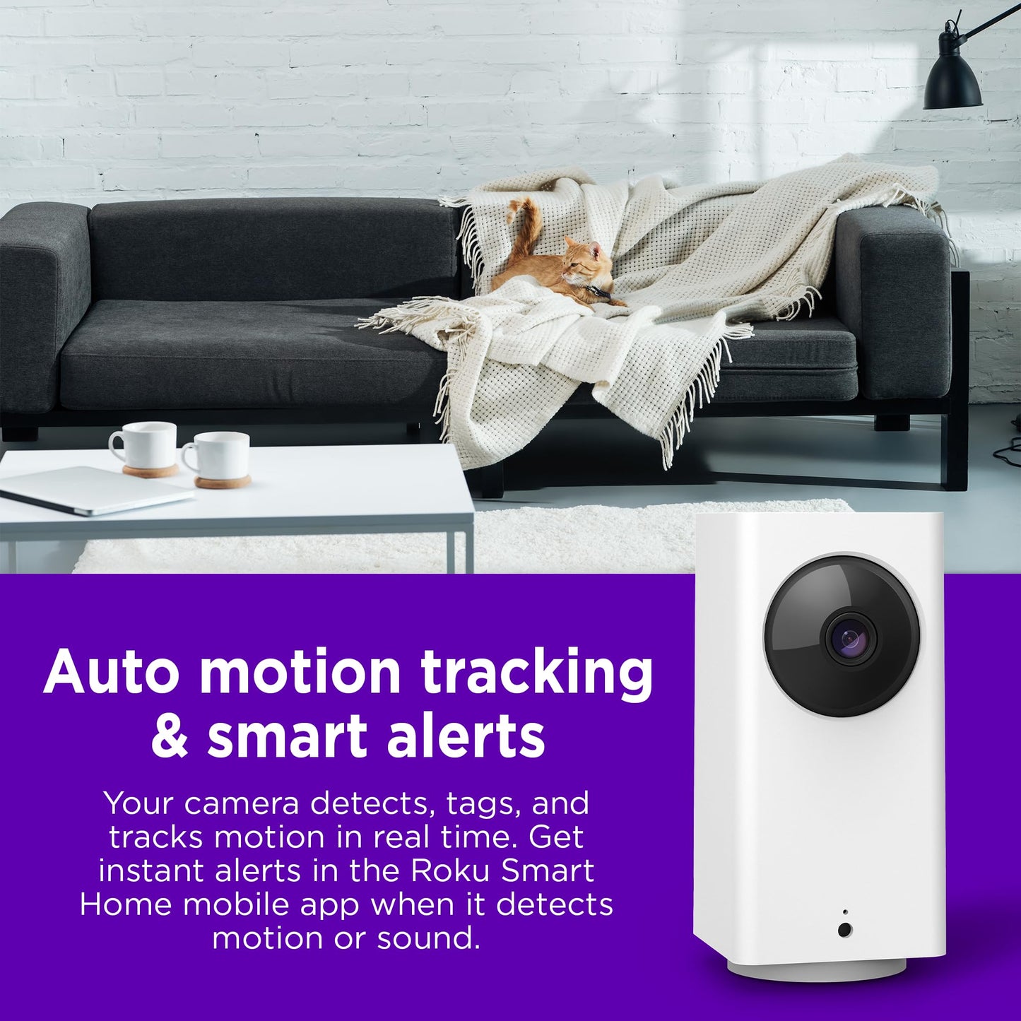 Roku Indoor Camera 360° for Home Security - Security Camera with 1080p HD Color Night Vision, Works with Alexa & Google, Motion Detection & Tracking