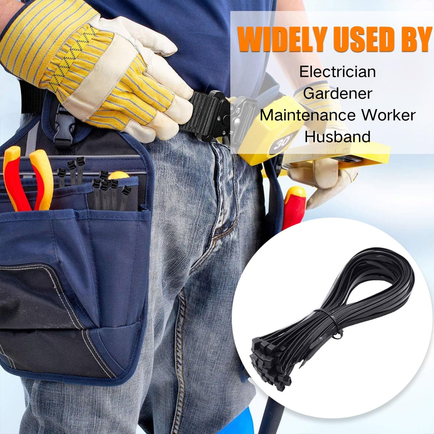 Zip Ties Heavy Duty 250 lb 28 Inch, Extra Long Cable Ties Wide Plastic Wire Ties Strong Large Zip Tie Wraps Black Industrial Zipties for Outdoor Use