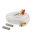 InstallerCCTV 100ft Pre-Made All-in-One BNC Video and Power Cable with Connector for Surveillance CCTV Security Camera Video System - White