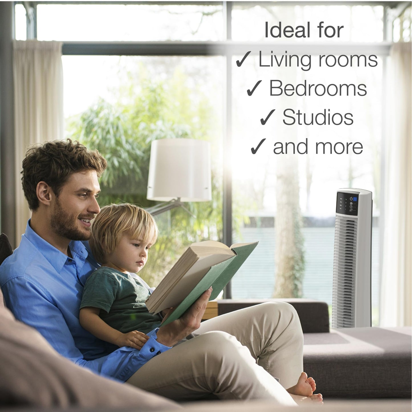 Lasko Oscillating Tower Fan with Remote Control - Tower Fan for Bedroom & Office, 4 Quiet Speeds, 38" White, T38400