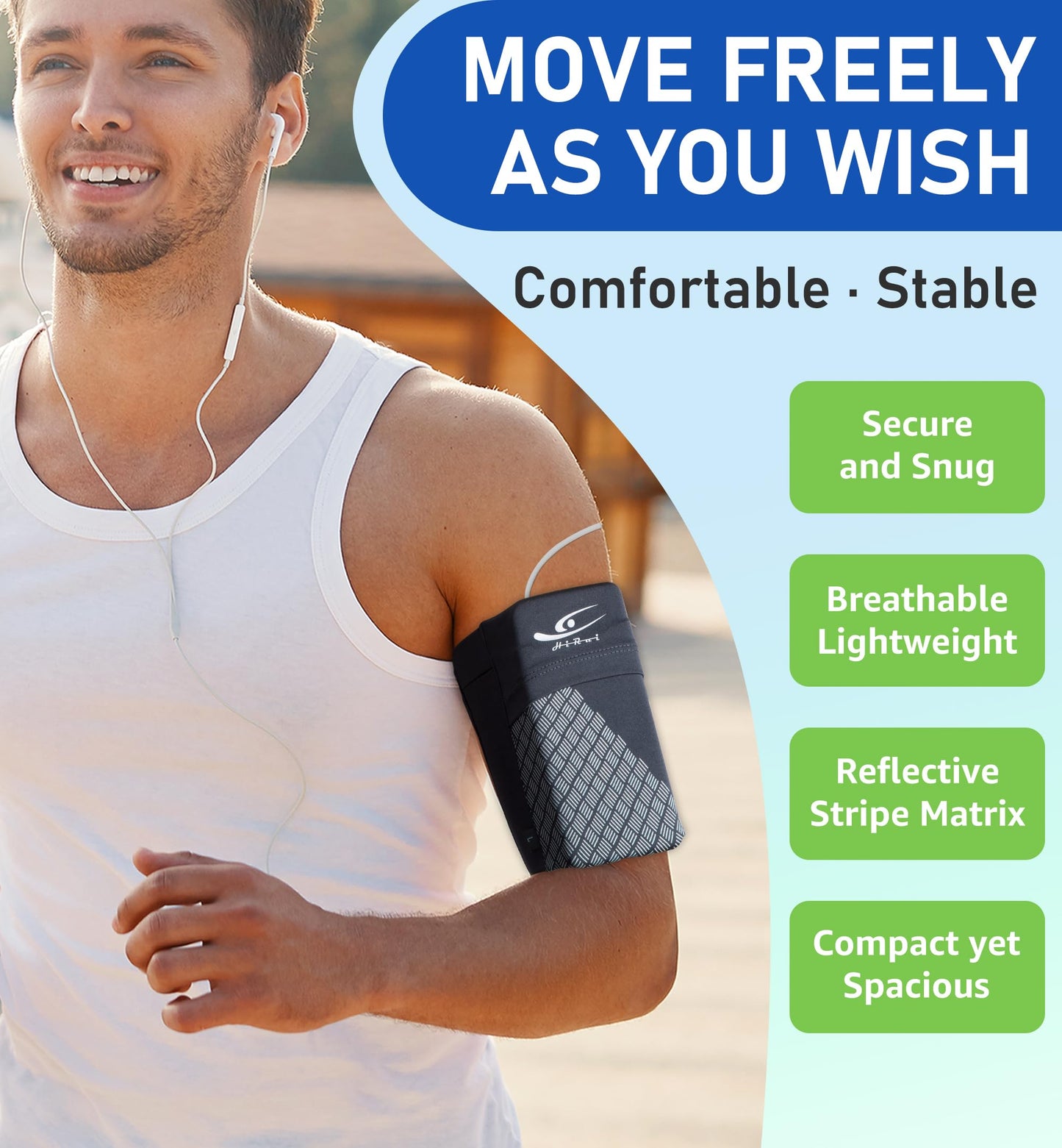 HiRui Universal Sports Armband Cell Phone Armband Sleeves Running Armband for Exercise Workout, Compatible with iPhone 17/17Plus/Pro/16/15/15Plus/14
