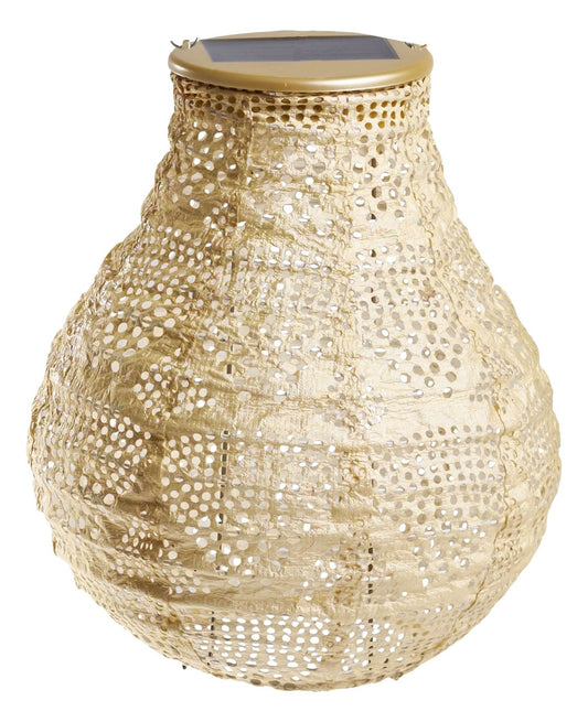 Allsop Soji Stella Bulb Solar Lantern, 8" LED Outdoor Light, Handmade with Weather-Resistant UV Treated Fabric, Stainless Steel Hardware, Auto Sensor