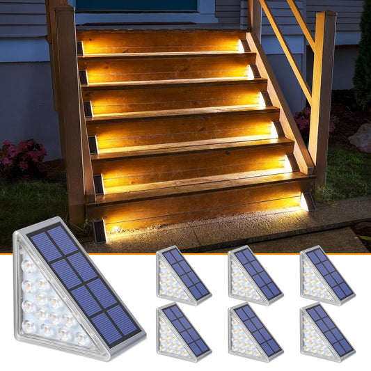 NIORSUN Solar Step Lights,6 Pack Warm White Solar Stair Lights Outdoor Waterproof IP67 Auto On Off,Solar Lights for Steps,Stair,Patio,Yard,Porch,Front