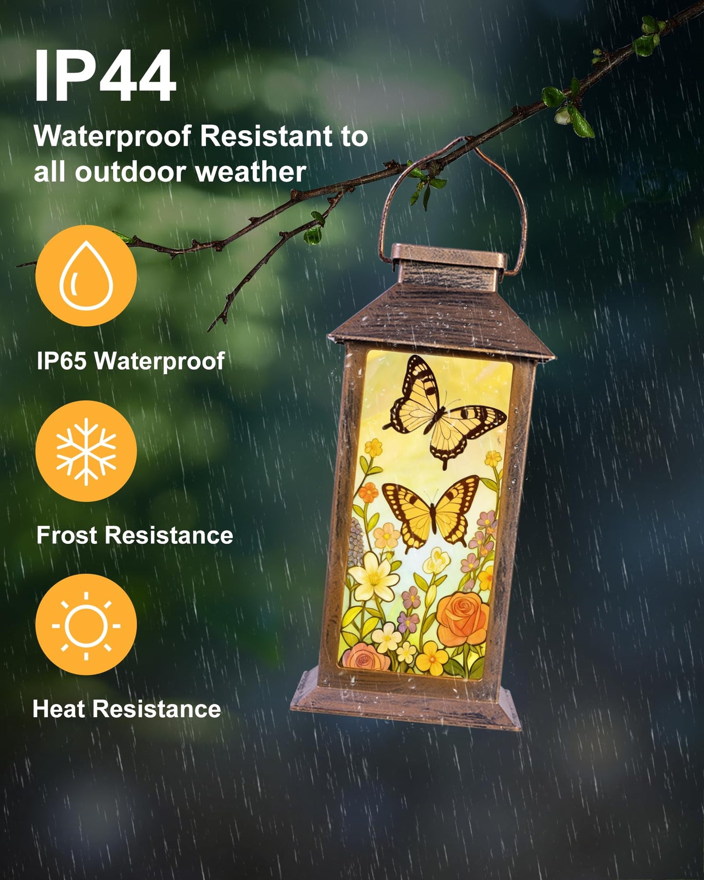 Butterfly Solar Lanterns Outdoor Waterproof Garden Decor Birthday Gifts for Women Mom Grandma Sister, Hanging LED Plastic Solar Lights Outside