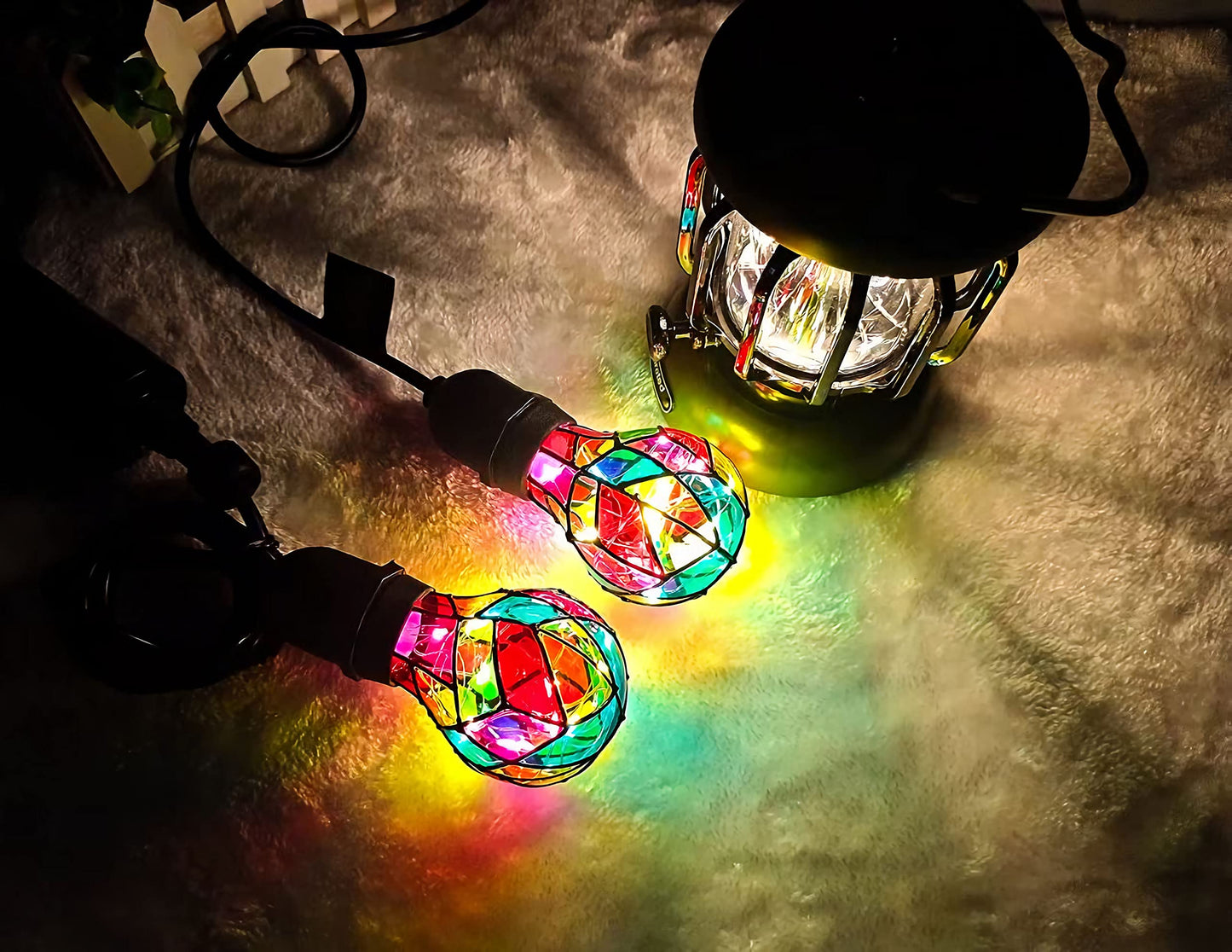 Kitmose Stained Glass Light Bulbs E26 3.5W LED Edison Light Bulb A60 4 Pack