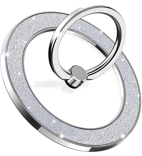 Pikabo Magnetic Phone Ring Holder for MagSafe, Glitter Phone Grip Stand with 360° Rotation Finger Ring Kickstand Compatible with iPhone MagSafe