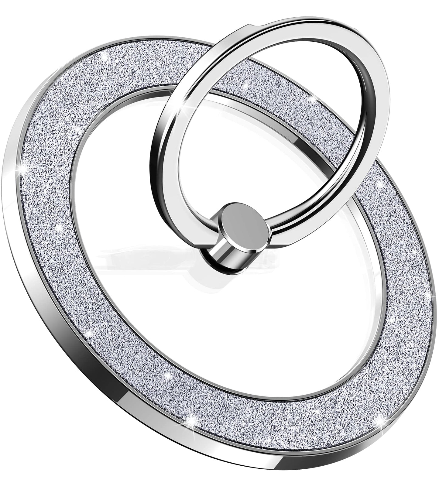 Pikabo Magnetic Phone Ring Holder for MagSafe, Glitter Phone Grip Stand with 360° Rotation Finger Ring Kickstand Compatible with iPhone MagSafe