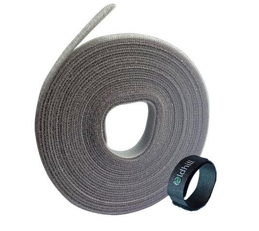 Oldhill Fastening Tapes Hook and Loop Reusable Straps Wires Cords Cable Ties - 1/2"" Width, 15' x 3 Rolls Grey, BY0882403A