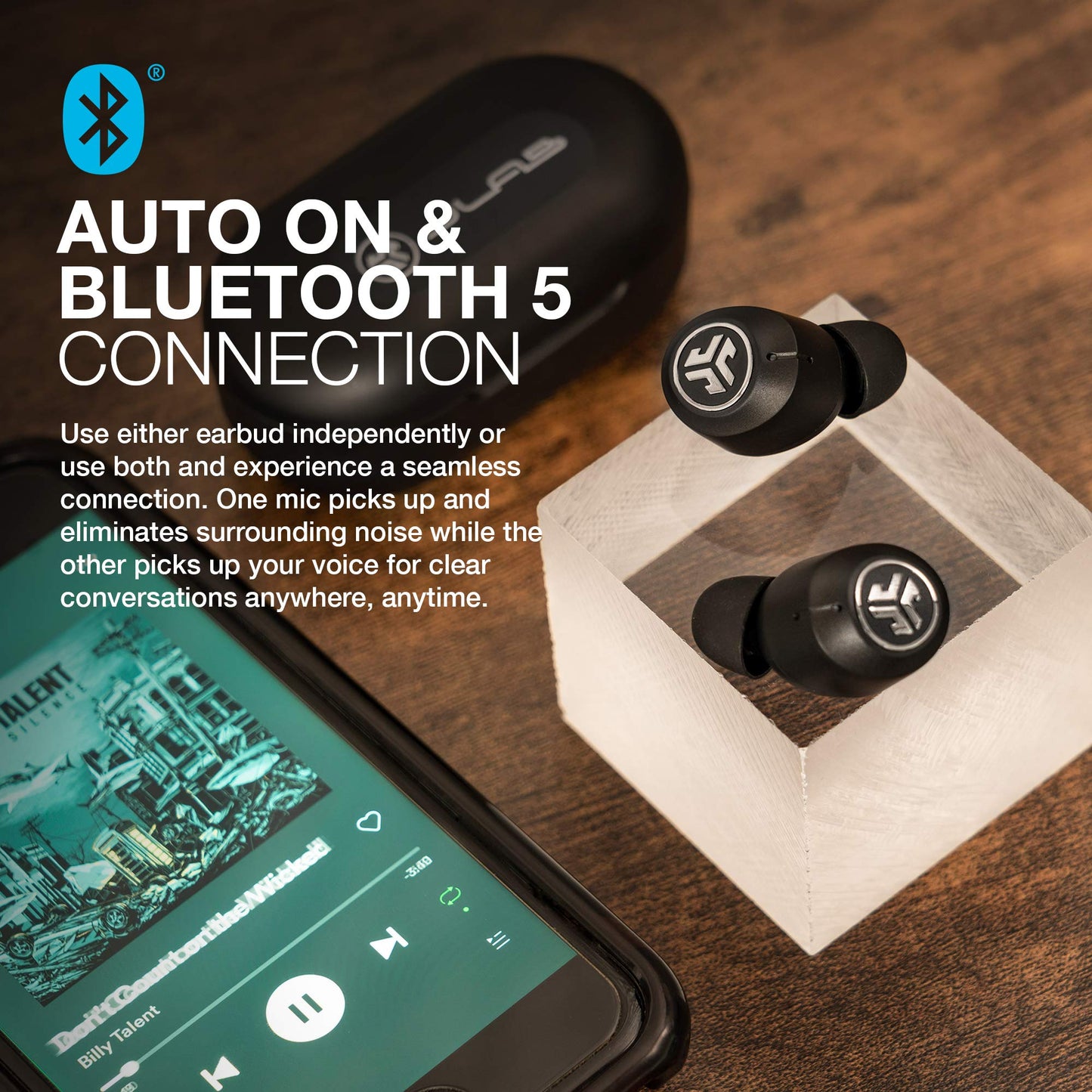 JLab JBuds Air ANC True Wireless Bluetooth Earbuds | Black | Active Noise Canceling | Low Latency Movie Mode | Dual Connect | IP55 Sweat Resistance |
