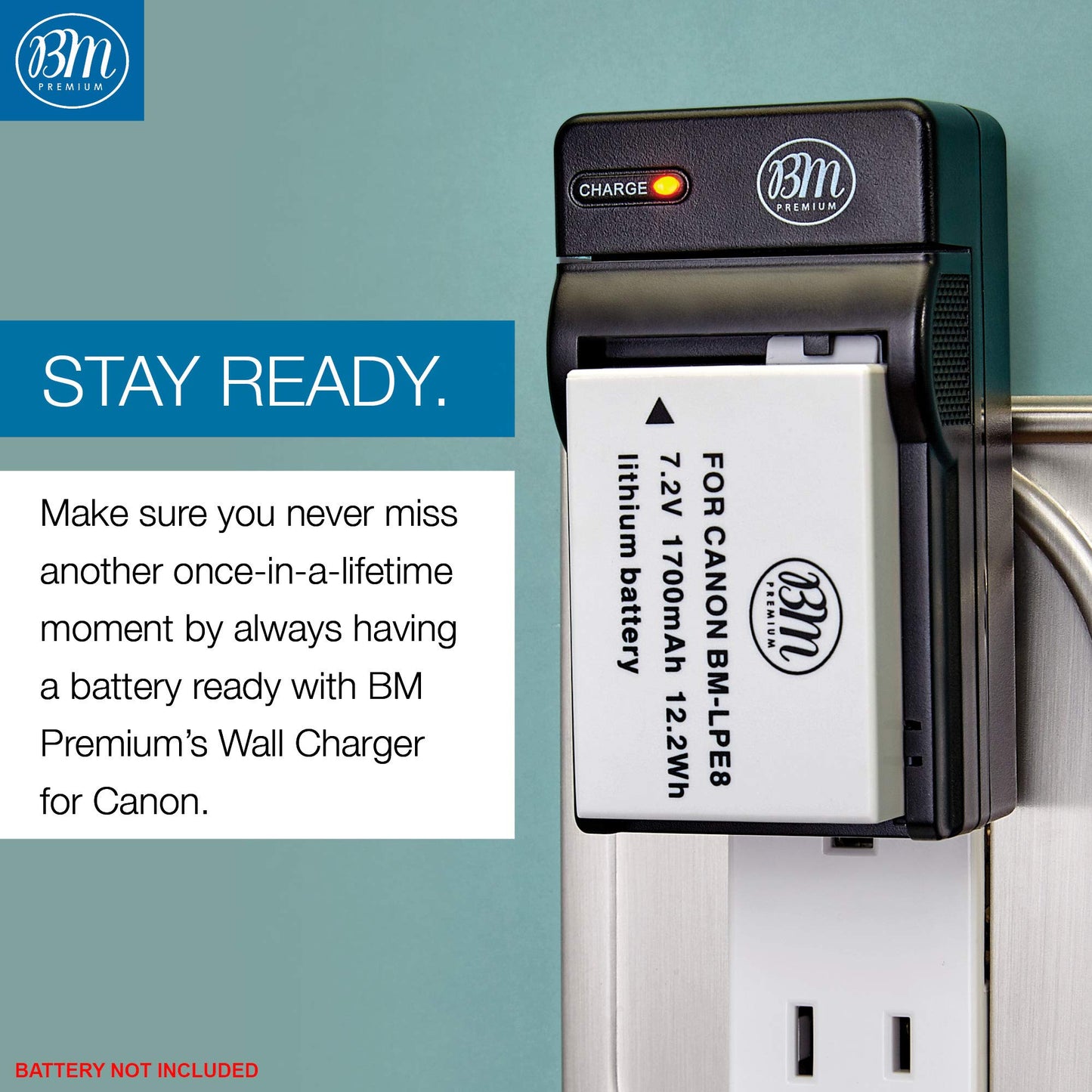 BM Premium LP-E8 Battery Charger for Canon Rebel T2i, T3i, T4i, T5i, EOS 600D, 550D, 650D, 700D, Kiss X5, X4, Kiss X6, LC-E8E