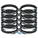 HDMI Cable 4K Ultra HD 4 Foot (10 Pack) Nylon Braided HDMI 2.0 Cable, High Speed 18Gbps 4K60Hz HDR, 3D, 2160p, 1080p, HDCP 2.2, ARC, HDMI Cables