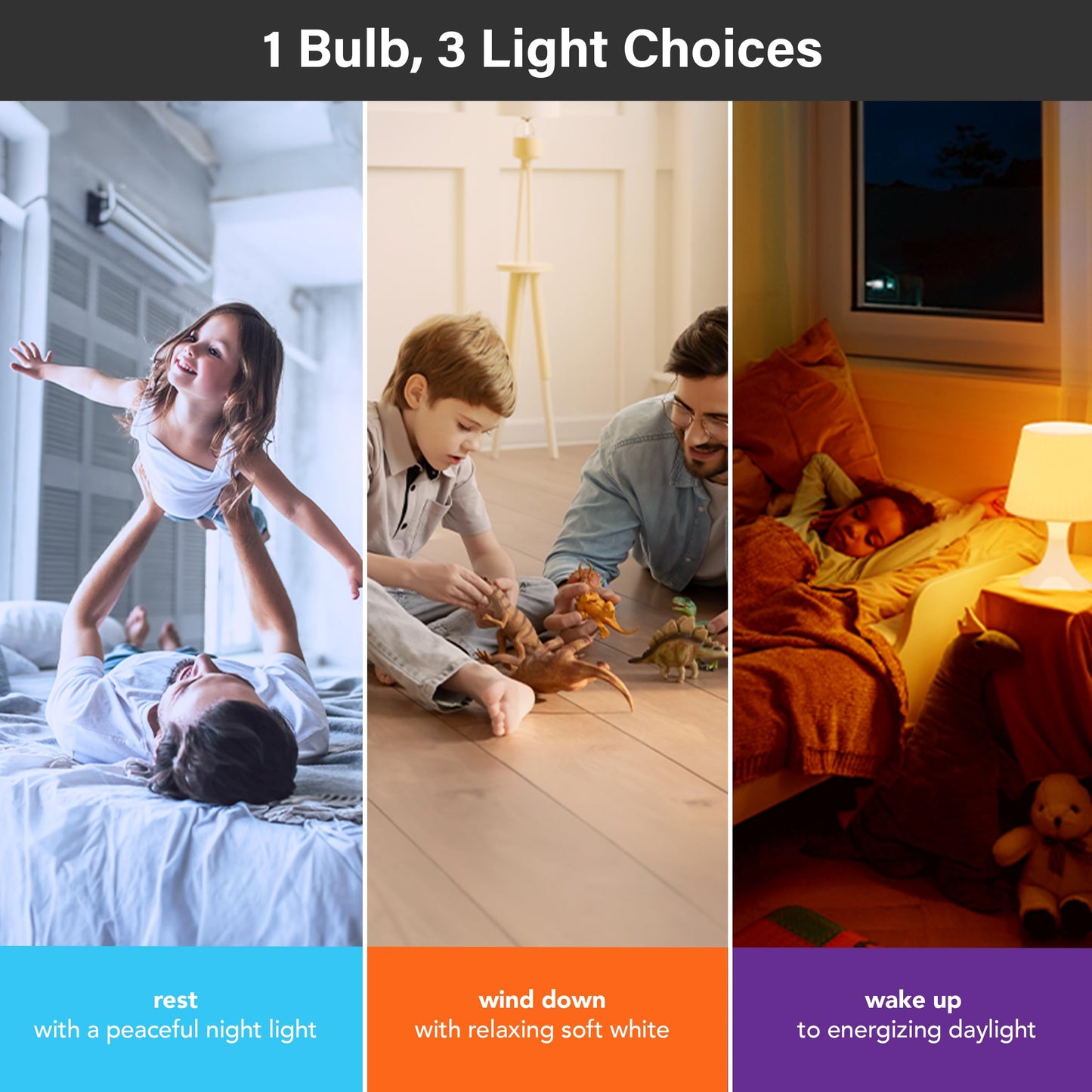 Feit Electric A19 Circadian Rhythm LED Light Bulb, 60W Eq, 2CCT, 800 Lumens