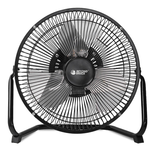 BEYOND BREEZE 9 Inch Metal Floor Fan with Upgraded Airflow, Black