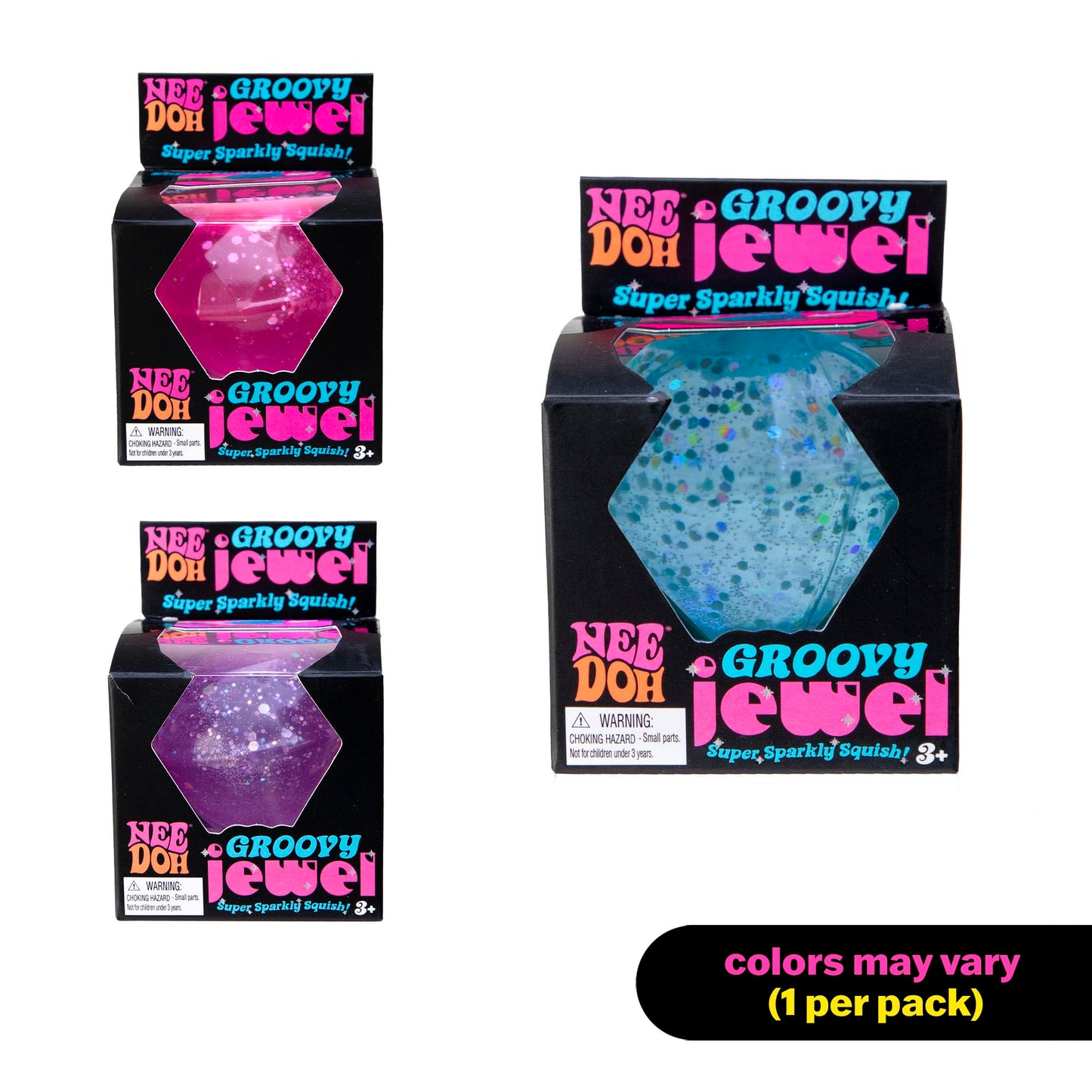 Schylling NeeDoh Groovy Jewel - Sensory Toy - Satisfying Super Sparkly Liquid Filling - Ages 3 and Up - Color May Vary; One Per Pack