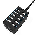 Sabrent 60 Watt (12 Amp) 10-Port [UL Certified] Family-Sized Desktop USB Rapid Charger. Smart USB Ports with Auto Detect Technology [Black] (AX-TPCS)