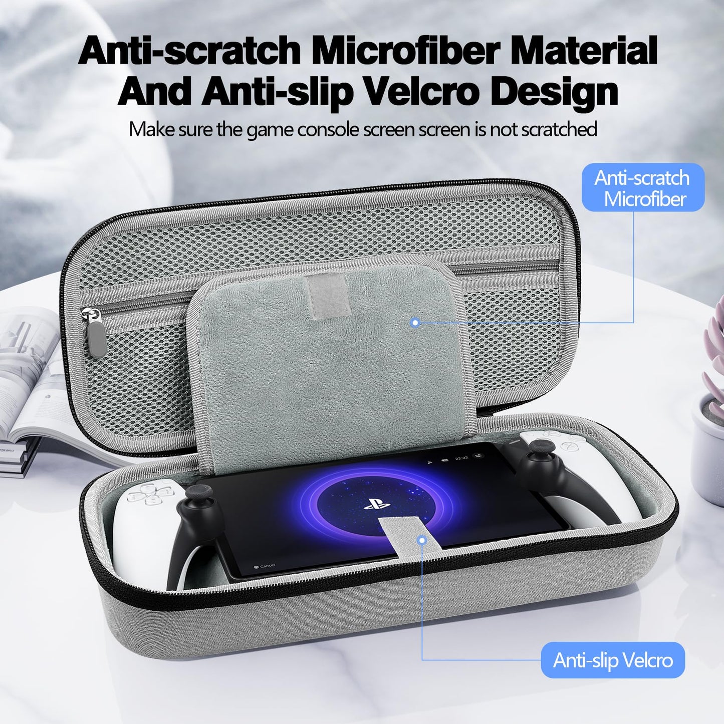 VZNEK Carrying Case Compatible with PlayStation Portal, Travel EVA Hard Carrying Case with Compartment and Mesh Pocket for PS Portal Accessories