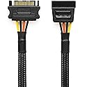 CRJ 15-Pin SATA Power Extension Cable - 24-inch (60cm), Black Sleeved - SSD, HDD SATA Power Extension for ATX Power Supplies