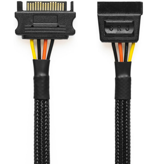 CRJ 15-Pin SATA Power Extension Cable - 24-inch (60cm), Black Sleeved - SSD, HDD SATA Power Extension for ATX Power Supplies