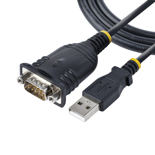 StarTech.com 3ft (1m) USB to Serial Cable, DB9 Male RS232 to USB Converter, Prolific IC, USB to Serial Adapter for PLC/Printer/Scanner/Switch, USB
