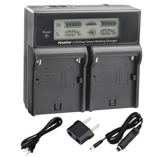 Kastar LCD Dual Fast Charger Replacement for Sony NP-F970 NP-F960 F970 F960 F975 F950 DCR-VX2100 HDR-AX2000 FX1 FX7 FX1000 HVR-HD1000U V1U Z1P Z1U Z5U