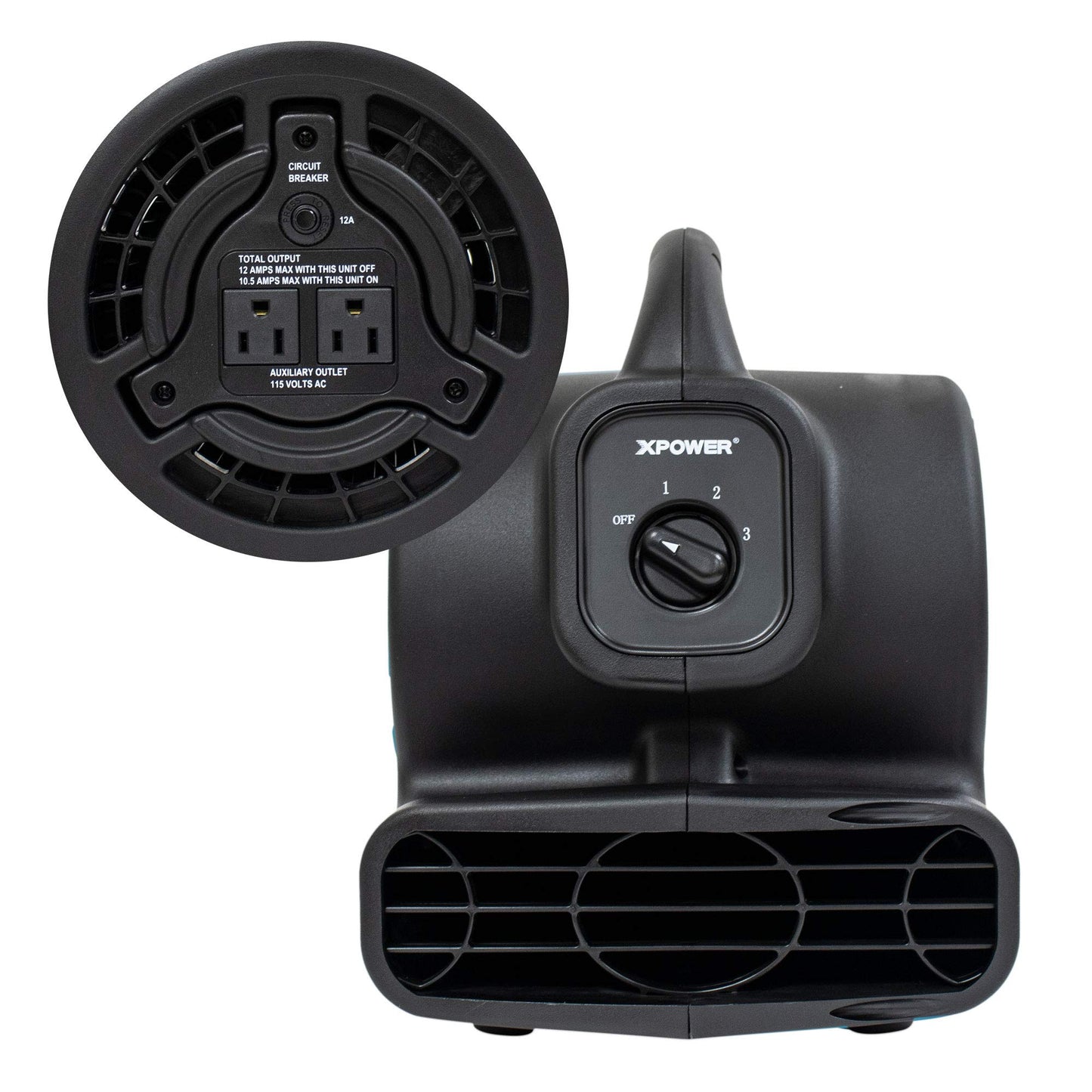 XPOWER P-80A Mini Mighty 138 W 600 CFM Centrifugal Air Mover, Carpet Dryer, Floor Fan, Blower, Stackable, Daisy Chain, for Water Damage Restoration