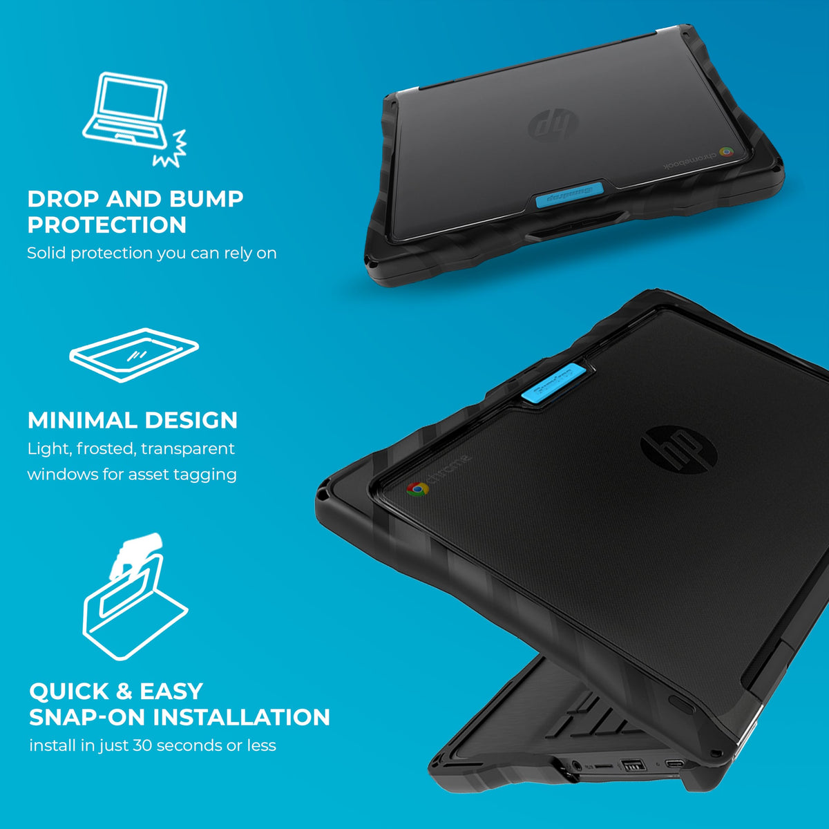 Gumdrop DropTech Case for HP Fortis x360 11-inch G3 J Chromebook (2-in-1)