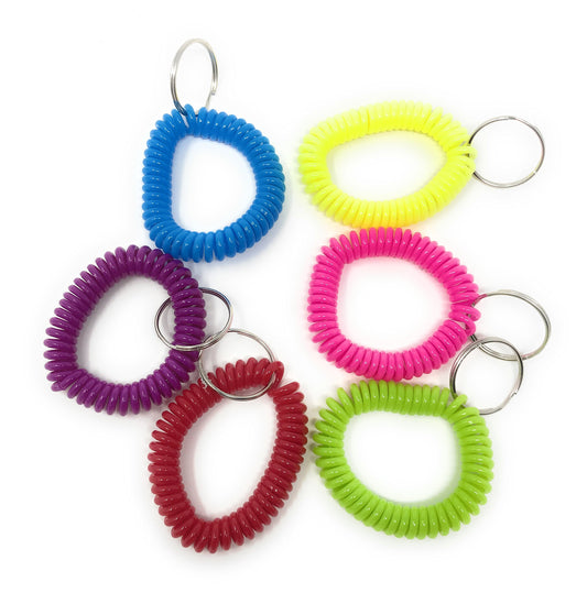 Funiverse Bulk 36 Coiled Phone Cord Bracelet Keychains - Adult Size Retractable Lanyard ID Badge Holders, Security Card Leashes, Colorful Party Favors