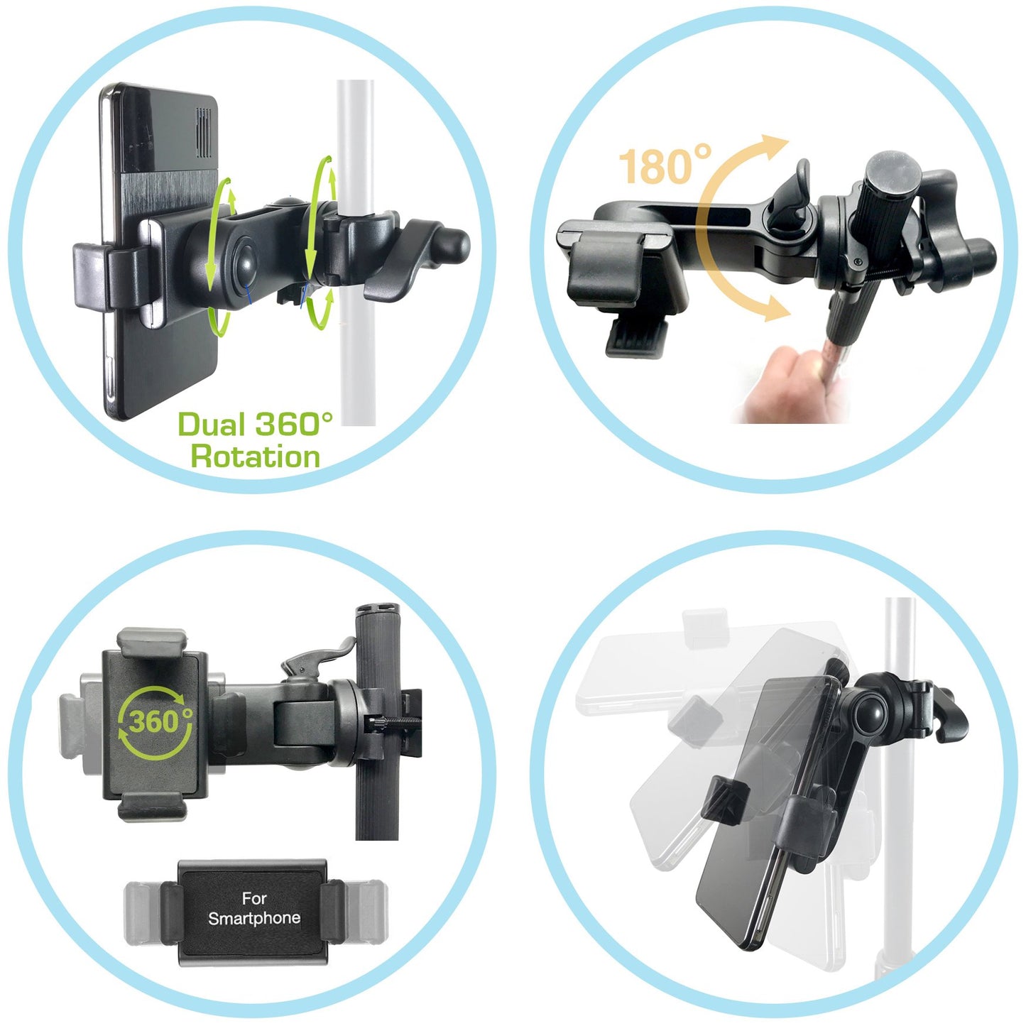 Accessory Basics Music Boom Mic Microphone Stand Smartphone Mount w/360° Swivel Adjust Holder for All Smartphones up to 3.75 inches Wide (Zoom Video