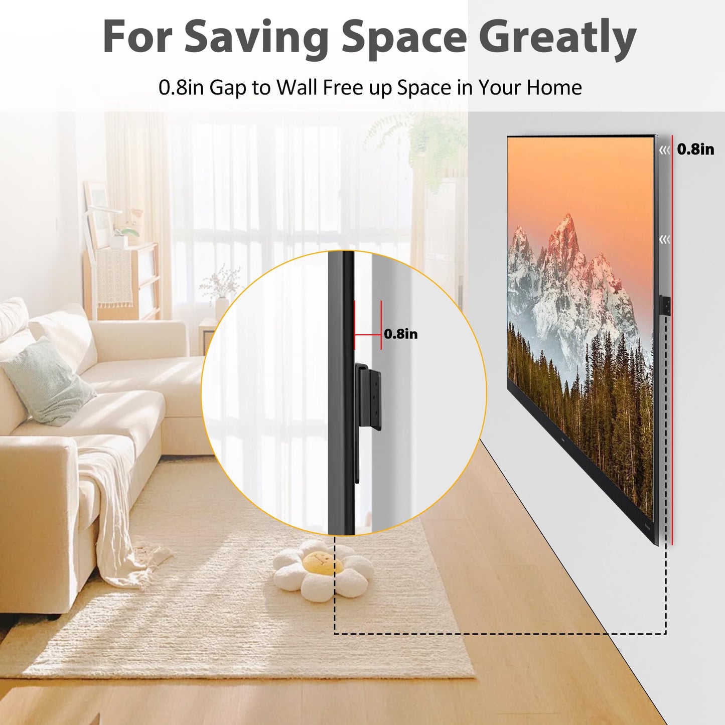 Wall Mount TV Bracket,No Stud TV Wall Mount,No Drill TVBrackets for Wall,Easy Install Fits 19-100 inch TVs,Include Hardware,Suitable for Most LED LCD