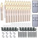 MIXALY 24 PCS LED Flameless Taper Candles, Battery Operated with Remote Updated Timer Function, Flickering Warm White Light, Perfec for Window