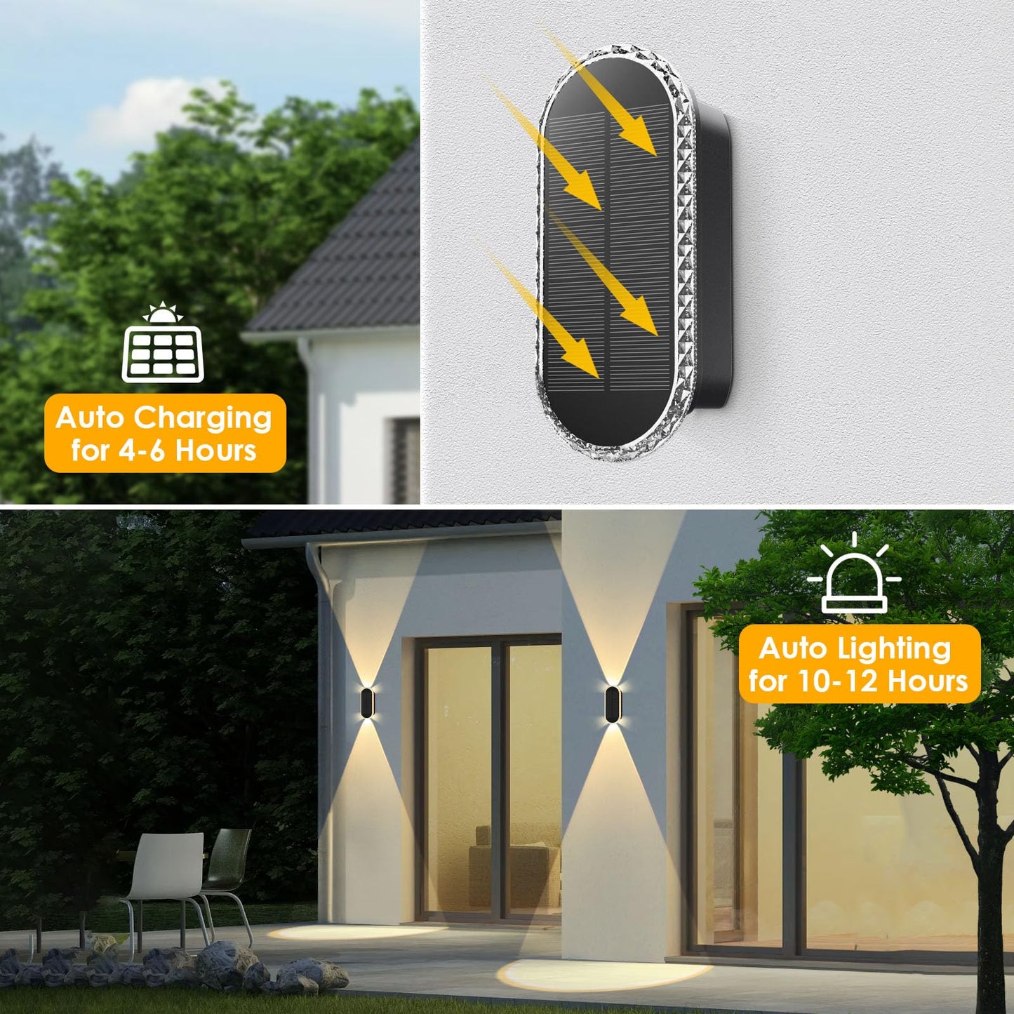 Solar Fence Lights Outdoor - 3000/4000/6000K 3 Modes, IP65 Waterproof Fence Lights Solar Powered, Up & Down Lighting Solar Wall Lights Outdoor
