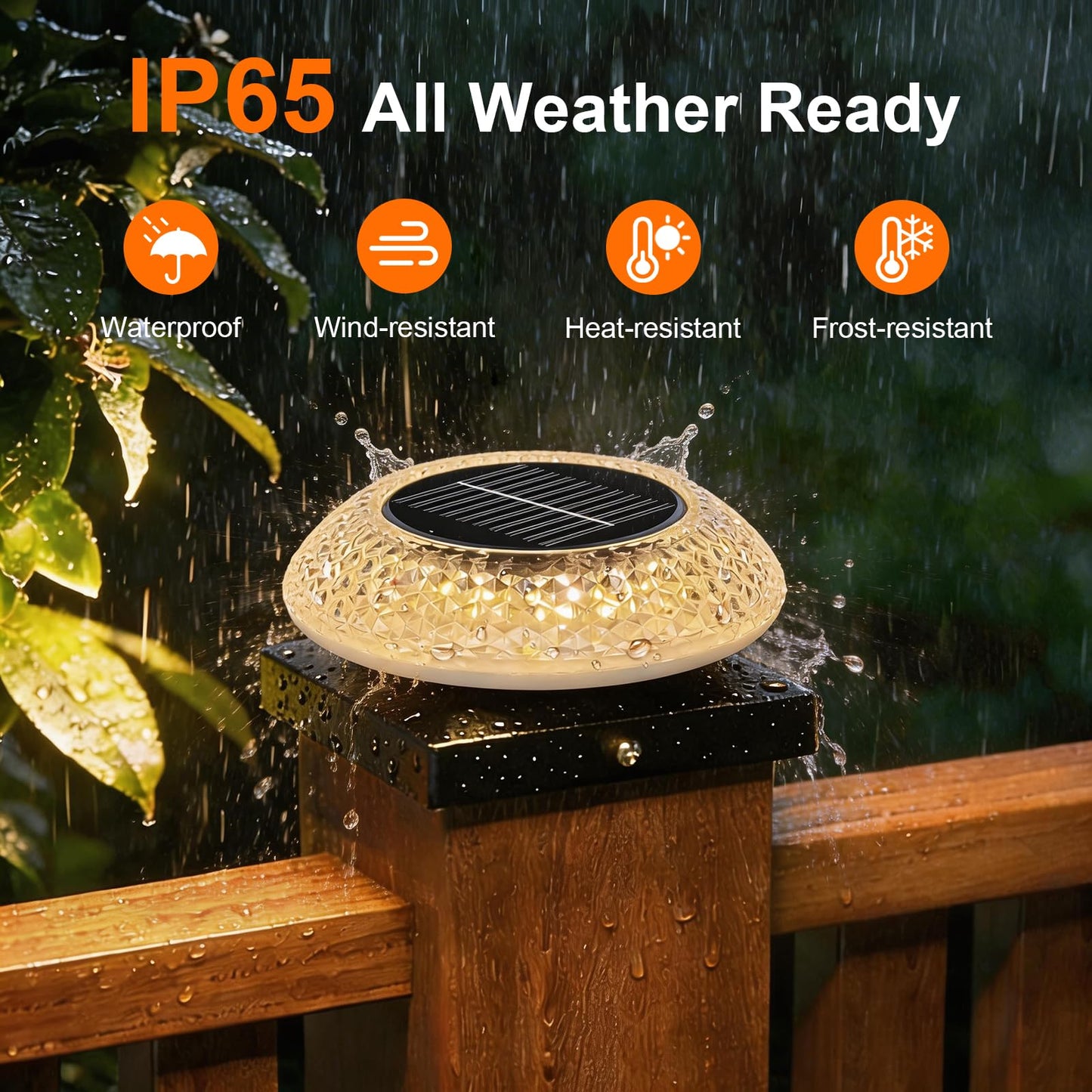 Hiromeco 4x4 Solar Post Cap Lights 12 Pack: Fence Post Solar Lights with 3 Lighting Modes & Round Lampshade - Waterproof Outdoor Deck Post Light