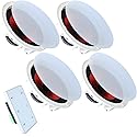 QAU Bluetooth in Wall in Ceiling Speakers with 4-Channel Wall Amplifier, 6.5" 2-Way Flush Mount Speakers System, TF/USB/AUX, for Home Theater Office