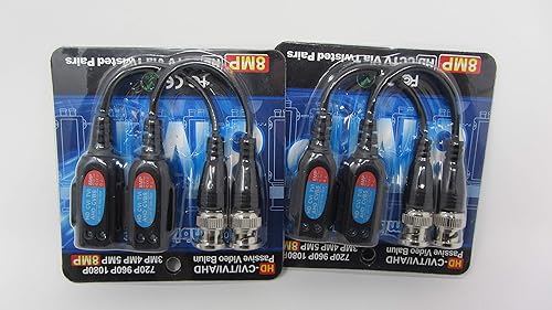 6 PAIRS (12 Pcs) Mini CCTV BNC Video Balun with Lead Coax Cable