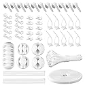 CHZHLI White Cable Management Organizer Kit, 2 Wire Sleeve Protector, 41 Self Adhesive Cable Clips Holder, 10pcs+2 Roll Reusable Cable Ties and 100