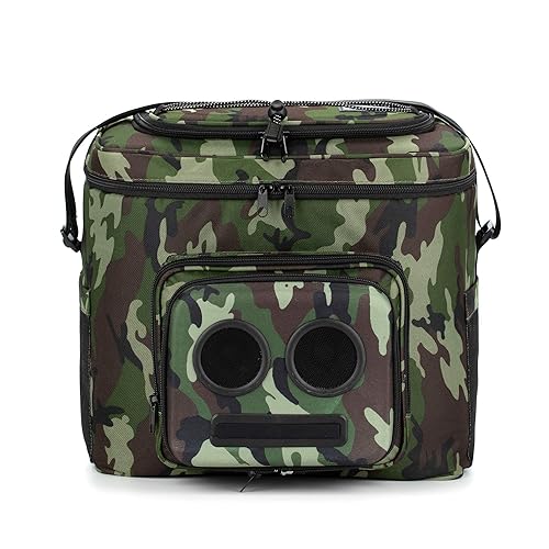 The #1 Cooler with Speakers on Amazon. 20-Watt Bluetooth Speakers for Parties/Festivals/Boat/Beach. Rechargeable, Works with iPhone & Android (Camo)