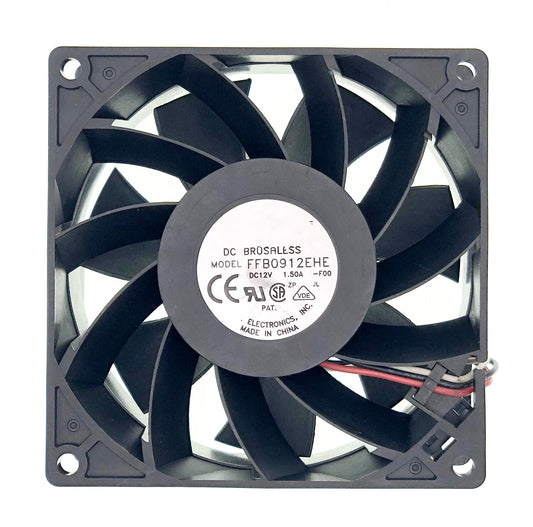 New Cooling Fan for FFB0912EHE DC12V 1.50A 16.2W 5700RPM 102CFM 92X92X38mm 3-Pin 3-Wire Brushless Fan.