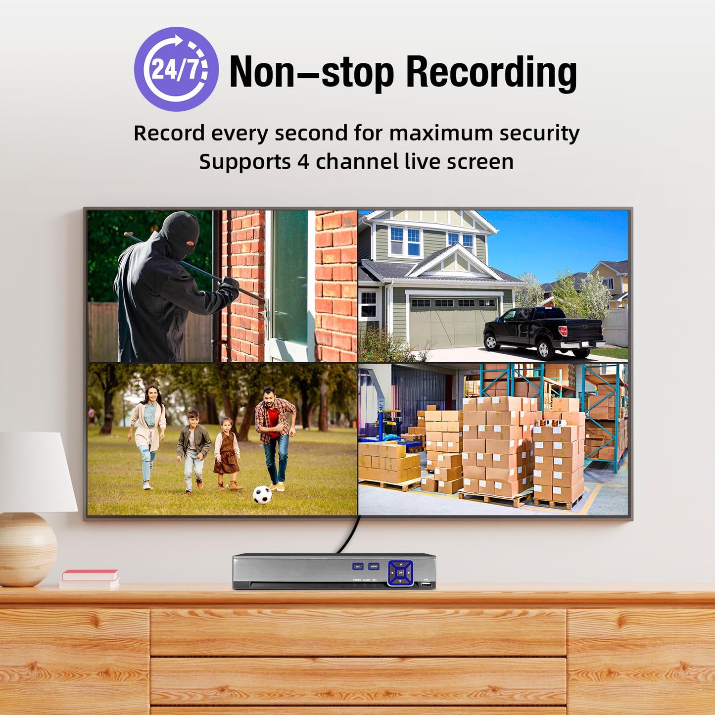 TOWODE 4CH Security Camera System 5MP 4-Channel Hybrid 5-in-1 DVR Security Video Recorder with 1TB Hard Drive 5MP Surveillance Security System